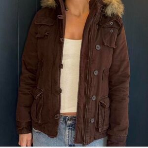 Women's Brown Fur-Trimmed Jacket